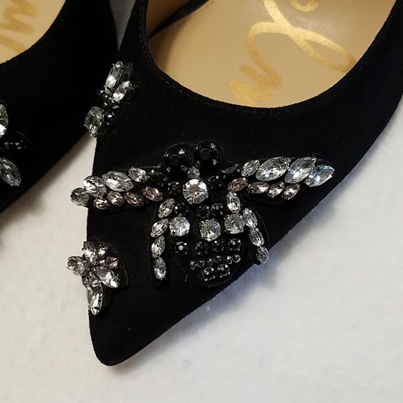 Sam Edelman Black Suede Heels with Bee Embel.8.5 - Picture 3 of 7